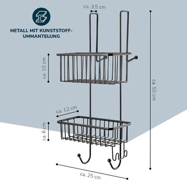 Bremermann Shower Shelf, Shower Basket, Bathroom Shelf for Hanging, 2 Baskets (Black)