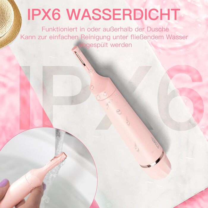 Електричний триммер для обличчя 3-в-1 для жінок: триммер для брів, для гоління та видалення волосся. Вологостійкий, портативний, рожевий.