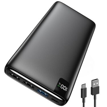 Power Bank A ADDTOP 20000mAh з швидкою зарядкою 22.5W, USB-C, LED-індикатор - портативний зарядний пристрій для iPhone 17/16/15/14/13/12/11, Samsung Galaxy та інших телефонів (Чорний)
