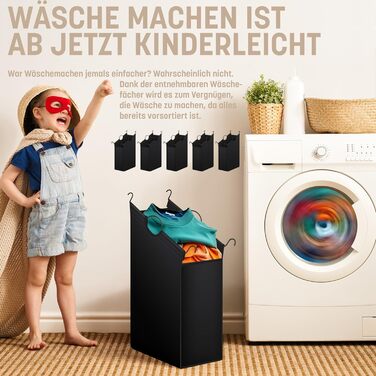 KESSER® Laundry Basket, Laundry Collector, Laundry Sorter with 3 Removable Fabric Bags | 3 Compartments x 35 Liters | Laundry Box with 12 Laundry Instructions, 360° Swivel Wheels with Brake, Laundry Sorting System, Laundry Cart, Beige