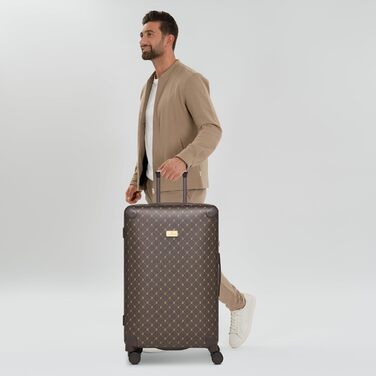 Чемодан Lazarotti Palermo: середній, 49 x 29 x 66 см, гібридний матеріал, TSA-замок, захист кутів, 4 колеса, для жінок та чоловіків (Dark Brown)