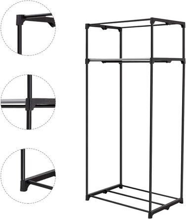 GIANTEX Clothes Closet Fabric Wardrobe with Clothes Rod & Shelf, Folding Wardrobe 74 x 50 x 172 cm, Clothes Rack Metal Frame with Dust Cover, for Bedroom Dressing Room (light grey)
