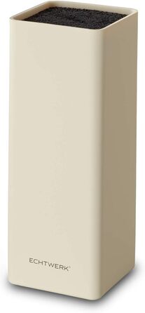 Echtwerk Universal Knife Block, Knife Holder, Kitchen Knife Organizer, Practical Knife Stand, Space-Saving Knife Storage with Brush Insert, Flexibly Loadable, Cream, 30 cm
