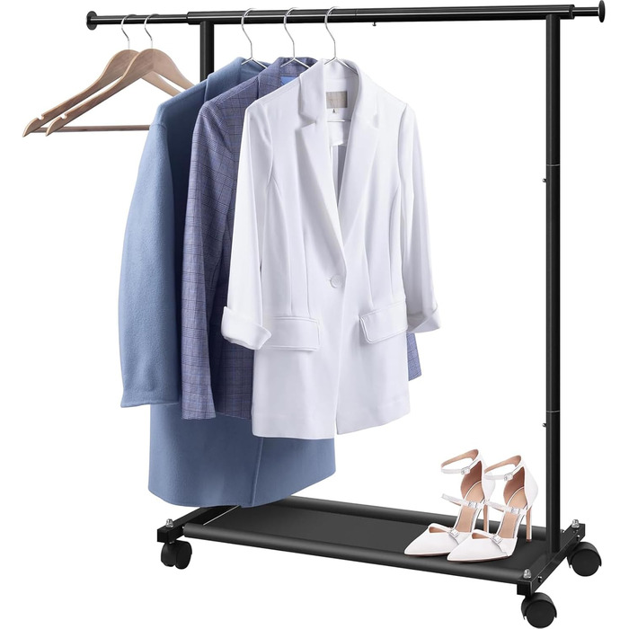 MISSLO Small Clothes Rack for Hanging Clothes, Rolling Garment Rod Stable for Kids, Toddler, Baby, Little Girls, Adults (Black)