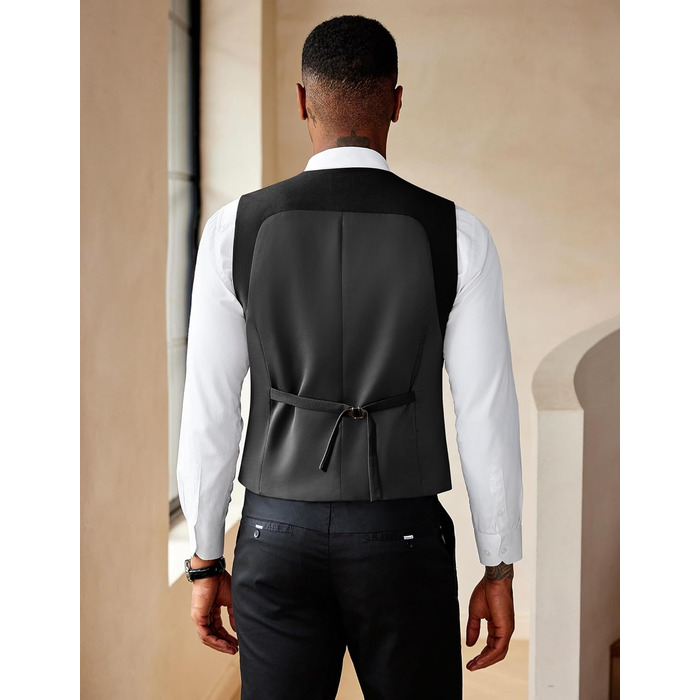 Костюм чоловічий COOFANDY ZTJ006642, двобортний, з V-подібним вирізом, чорний, XXL