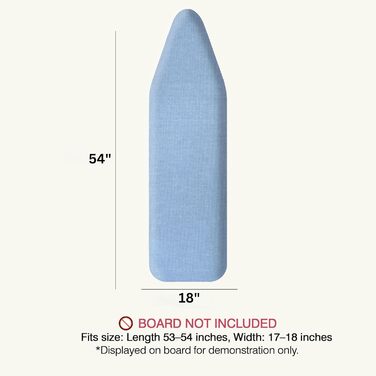 Чохол та підкладка для прасувальної дошки до 137 x 45 см, 100% термостійка бавовна, екстра товста підкладка, кишенька для рукава, Smart Fit, без хімікатів, можна прати в машині (геометричний візерунок (Solid Blue, 18X54'))