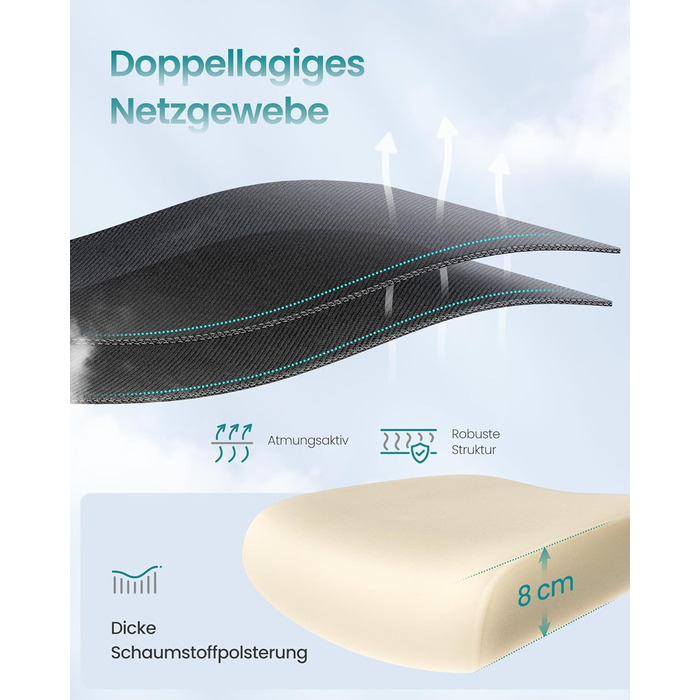 Офісне крісло SONGMICS з адаптивною поперековою підтримкою та регульованою підголівником, сітчасте, чорне (OBN041B01)