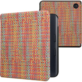 Чохол-книжка kwmobile для Kobo Libra Colour/Tolino Vision Color - яскравий у клітинку (жовто-червоно-зелений)