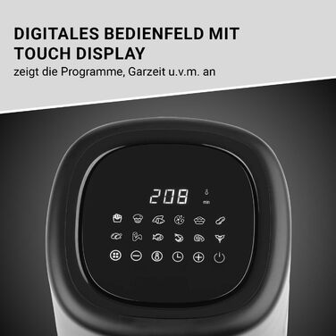 Фритюрниця без олії з цифровим дисплеєм | 7 програм | 1800 Вт (3 л, Midnight Black)