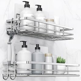 Підставка для душу без свердління 2 шт. з нержавіючої сталі SUS304, полиця для ванної кімнати, клейка