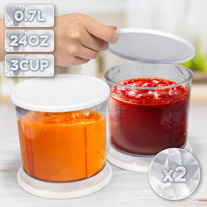 Електричний подрібнювач Duronic CH57 WE для цибулі та овочів, 700 мл