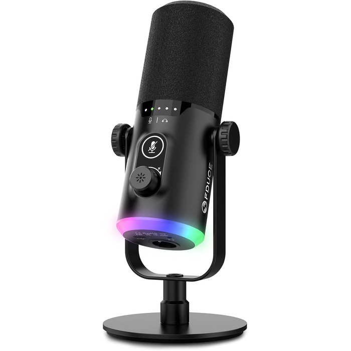 USB/XLR мікрофон для геймінгу та запису FDUCE з RGB-підсвічуванням, регулятором посилення та кріпленням на підставці (D30)