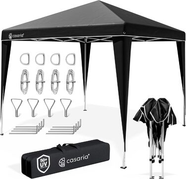 CASARIA® Capri Pavilion 3x3m Pop-Up UV Protection 50+ Waterproof Winter-Proof with Bag Foldable Stable Camping Garden Pop-Up Pavilion Party Tent (Black)