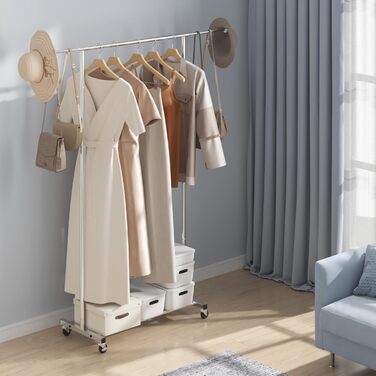 VEVOR Clothes Rack Coat Rack 1 Clothes Rod, Durable Clothes Rack Black 400 x 1010 x 1510 mm Clothes Rack for Bedroom, Laundry Room, Dressing Room, Entrance, etc. (1 Rod, 54.3