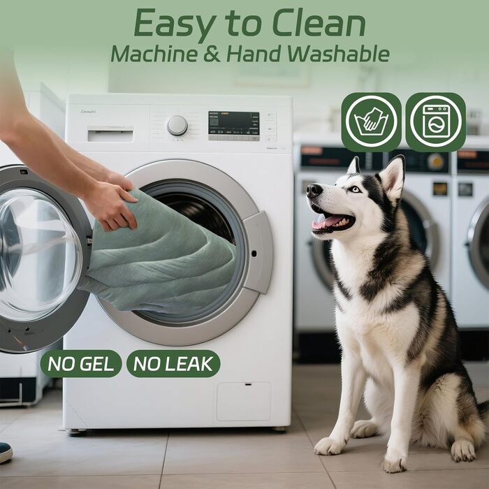 Кілт-матрац для собак UIQELYS, колір айс-грін, без гелю, з верхнього шару з охолоджуючої тканини та нижнього з велюру, можна прати. Охолоджуюча подушка для собак, літня профілактика перегріву цуценят та кошенят.