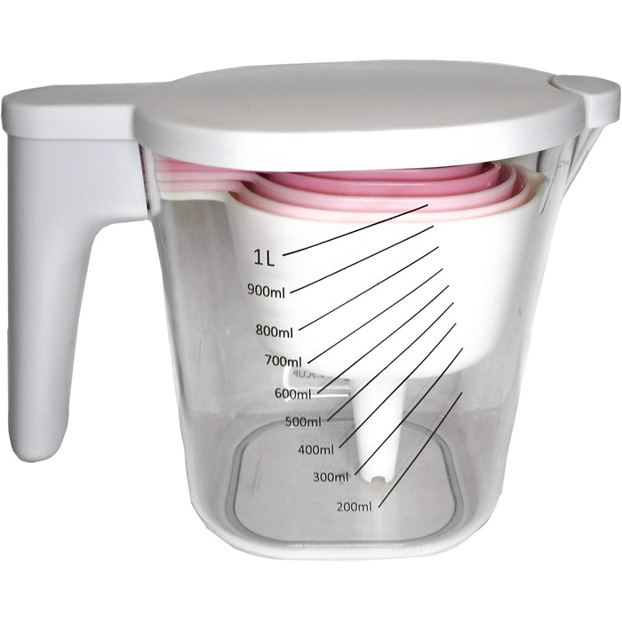 GK509W 10-Piece Nesting Measuring Cups and Spoons Set with a Scraper and Funnel Made of Plastic, Cooking, Baking, Kitchen Gadgets, BPA-Free, Dishwasher Safe, 10 Pieces (white)