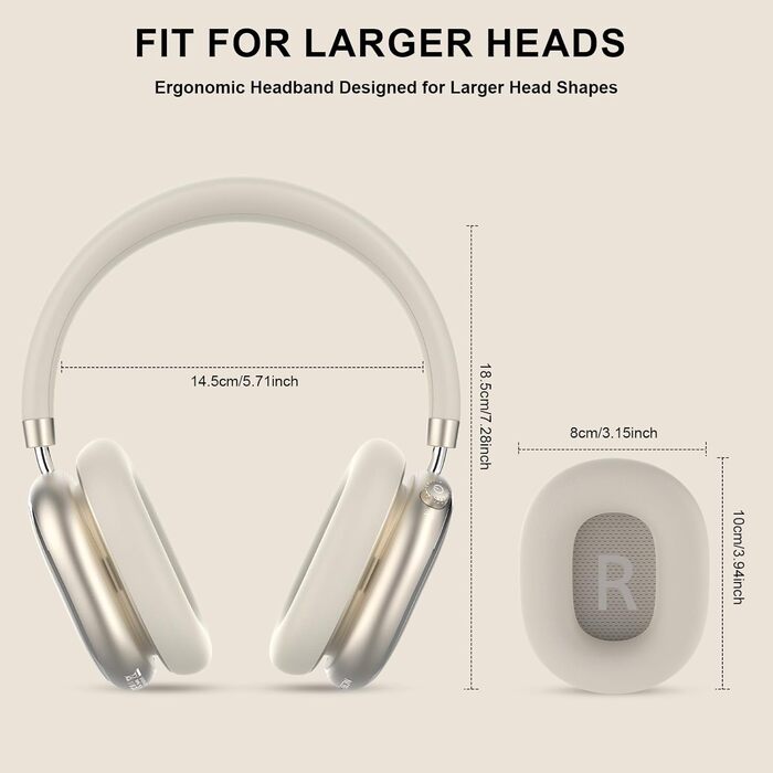 Навушники бездротові Bluetooth 6.0 NC95 з активним шумозаглушенням, поворотним регулятором, 120+ годин роботи, EQ налаштування через додаток, для подорожей та спорту (Зоряне світло)