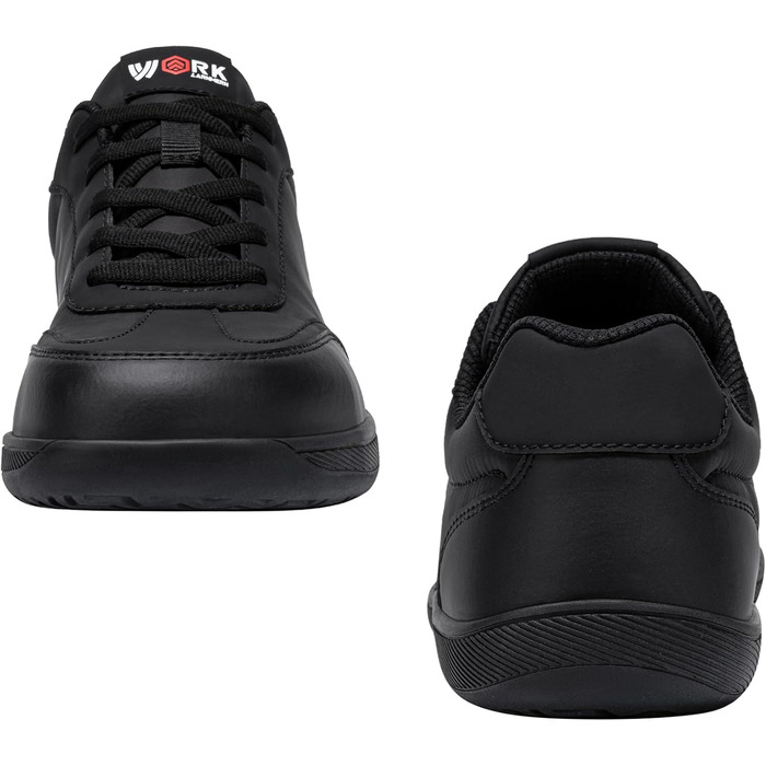 Чоловічі робочі черевики LARNMERN: неслизькі, дихаючі, з широким носком та сталевим підноском, чорні, розмір 42 EU