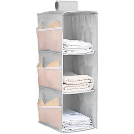 Настінна полиця-органайзер для шафи, 4 відділення, сітчасті кишені, сірий колір, 30x22.5x80 см