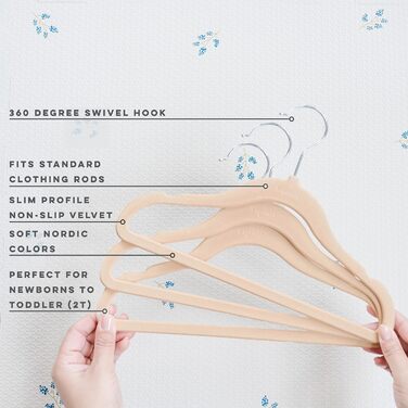 3 Sprouts - 30 шт. плюшеві вішалки для дитячого одягу, бежеві