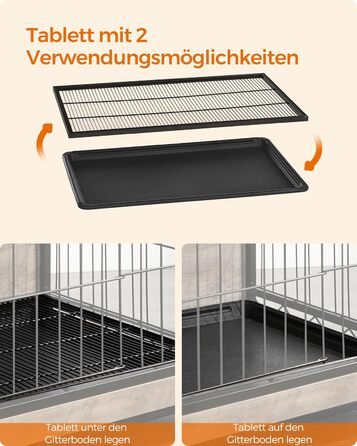 Клітка для собак Feandrea з приставним столиком, переноска, сучасна будка для собак до 36 кг, міцна, для дому, знімний піддон, 2 двері, PFC004X01 (112 x 75 x 82 см, Greige)