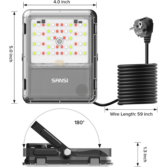 SANSI RGB LED Floodlight Outdoor 10W, LED Floodlight with Remote Control IP65 Waterproof, RGB Floodlight Dimmable Color Changing with Timer, 20 Colors 6 Modes for Garden Landscape Party Event, 2 Pack