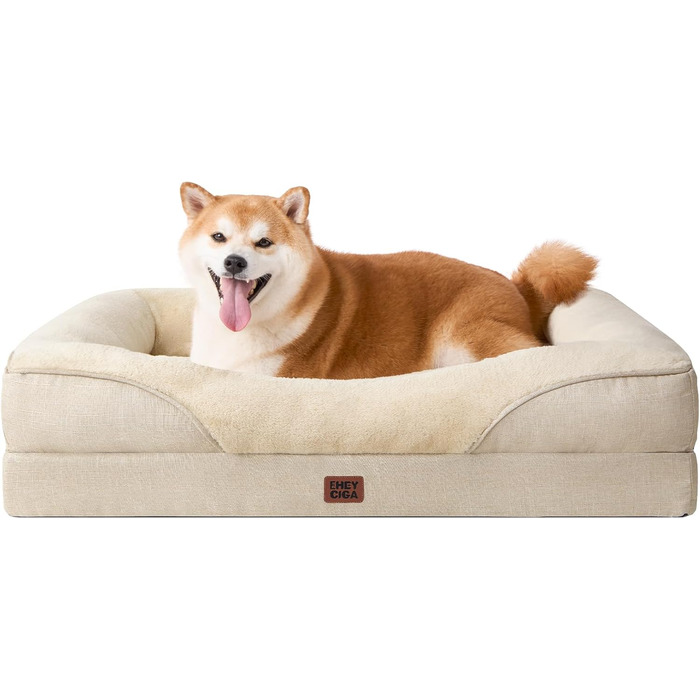 Ортопедичне ліжко для собак EHEYCIGA, 76x51x16.5 см, Memory Foam, для маленьких собак, миється, водонепроникне, з бортиками, антиковзаюче