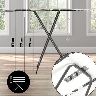 КADAX Регульована гладильна дошка зі сталі, 100x30 см, складана, з покриттям, антиковзні ніжки (білий/сірий)