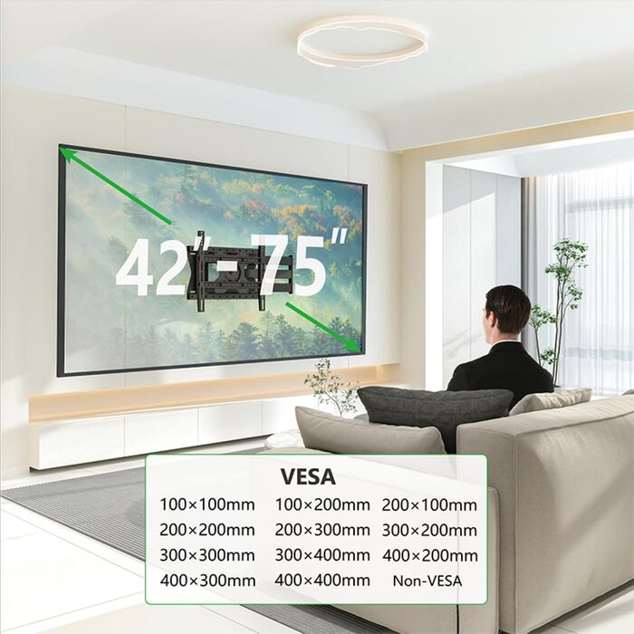 Настінний кріплення для телевізора XTRARM TiTon, 120 см, поворотне, 40 кг, VESA max 400x400 мм, чорний
