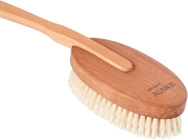 Body brush with handle for sensitive skin, body brush, back brush for seniors, gentle, natural beech wood and soft bristles, Made in Germany