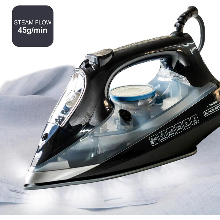 Праска Black+Decker Blau BXIR2200E з парою, 2200 Вт, пластик, 370 мл, 2600 Вт, 170 г/хв