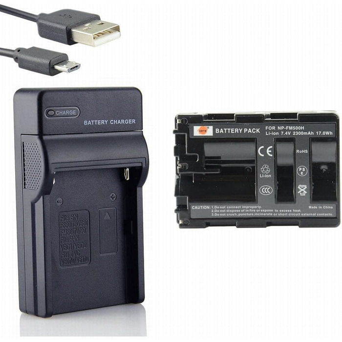 Акумулятор NP-FM500H Li-ion для Sony Alpha/SLT серій (A57, A58, A65, A65V, A77, A77V, A99) з USB-зарядним пристроєм