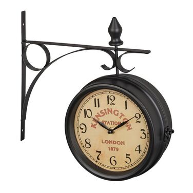 Relaxdays Double-Sided Train Station Clock in Black