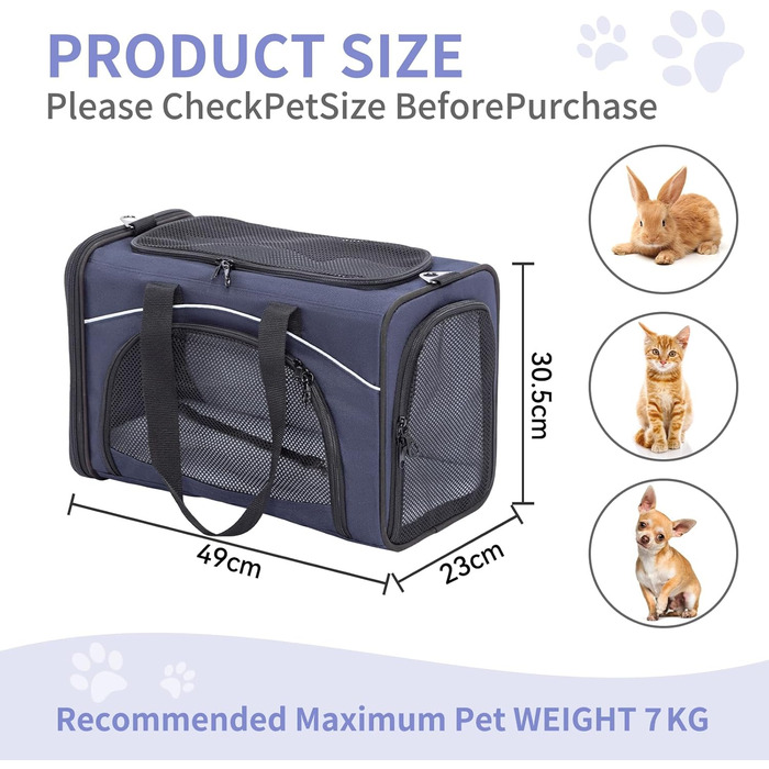 Транспортна переноска для котів та собак Petfit | Переноска для подорожей літаком | Безпечний транспорт в авто, поїзді та літаку (Medium, balu)