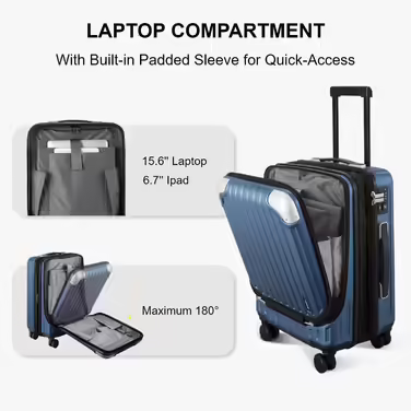 LEVEL8 Suitcase Trolleys Carry-on Hard Shell Suitcase Rolling Suitcase Travel Suitcase, TSA (Blue with Organizer Set, (Organizer Set) 37*25*55.5CM)