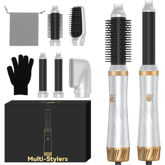 Фен-щітка 5 в 1 для волосся: стайлер, плойка, об'єм, локони