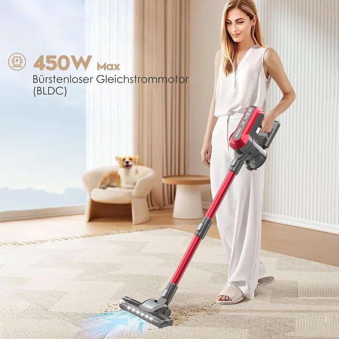 Бездротовий пилосос Akitas V10: 30V, 450W, до 50 хв роботи, 3 режими, для дому та тварин. Безщітковий двигун, Li-Ion акумулятор