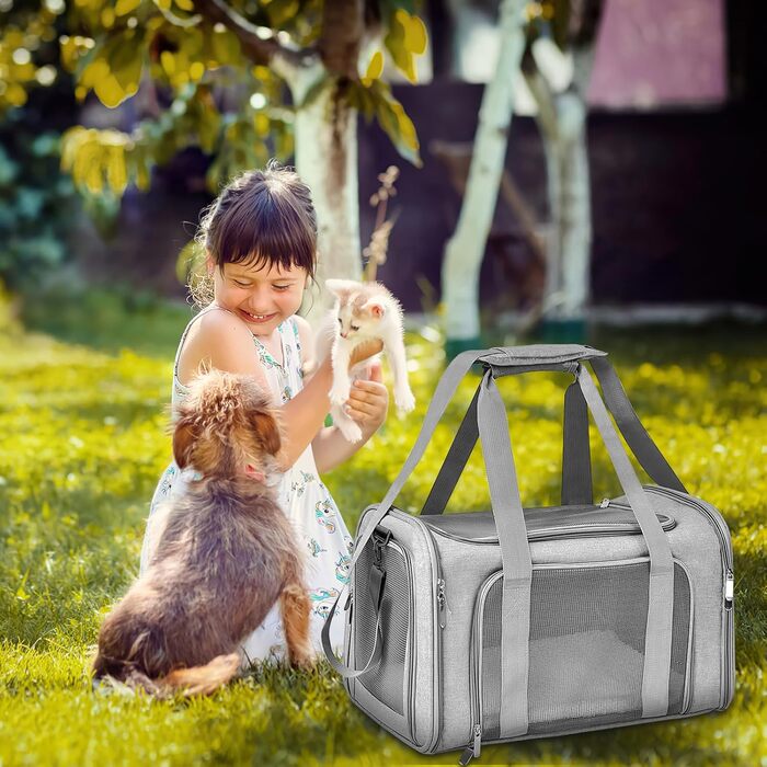 Транспортна сумка для кота/собаки 45x30x30 см, складана, дихаюча, 7 кг, сіра