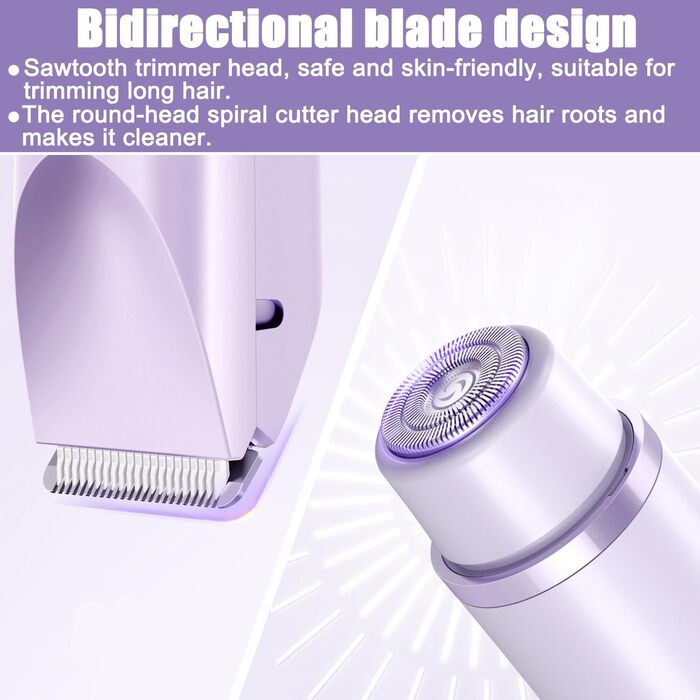 Електричний жіночий триммер для бікіні 2-в-1 Intimrasierer, фіолетовий