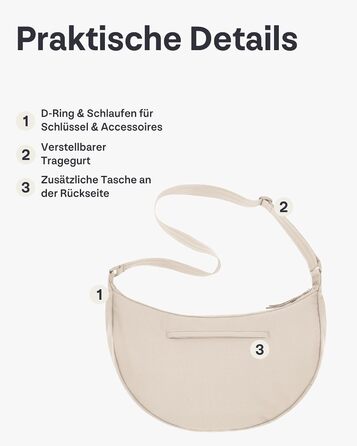 Сумка через плече Johnny Urban Ally Medium Grau (10л) - Місячна форма, водонепроникна, регульований ремінець