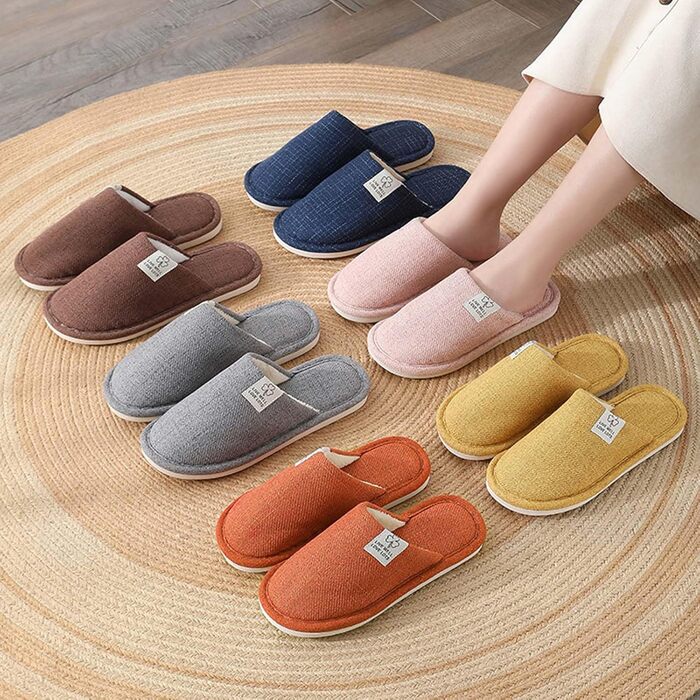 Тапочки зимові для дому, бавовняні, дихаючі, для гостей, антиковзкі, жовті, 36/37 EU (для жінок та чоловіків)