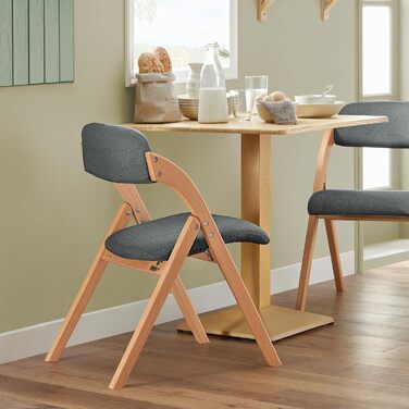 SoBuy FST92-GR Folding Chair Kitchen Chair with Padded Seat and Backrest Green WxHxD approx.: 47x77x60cm Green (1 Chair, Dark Grey)