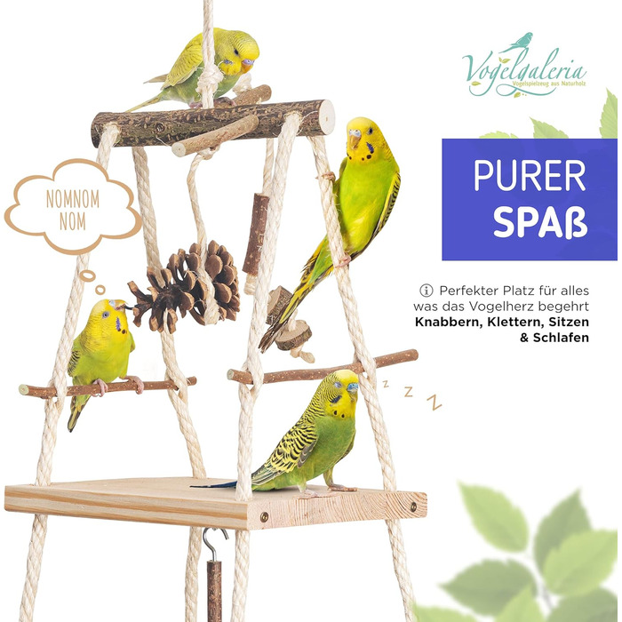 Vogelgaleria® Stunning hanging bird playground with many perches! Great bird toy for budgies, cockatiels & Co.