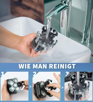 Електричний голкострум для чоловіків Luctry Glatzen Rasierer, 5D голкострум для чоловіків з лисою головою, водонепроникний IPX7, темно-зелений