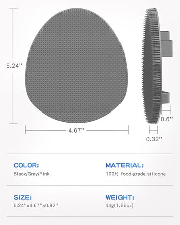 Набір силіконових скребків для спини та м'яких душових щіток ManmiHealth (2 шт.), чудово відлущуючий скребок для тіла та супер пінящийся рукавичка для душу, з безкоштовним гачком (сірий)