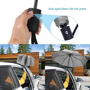 Візон парасолька автоматична, 8 спиць, тефлонове покриття, зелений (8 спиць - сірий)