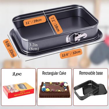 Форма для випічки прямокутна роз'ємна Käsekuchenform (35x24 см) для тірамісу та чізкейків, антипригарна