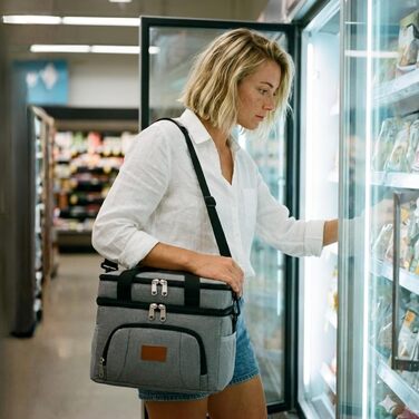 Термосумка JANSBEN для 12 банок: компактна, ізольована, з 6 відділеннями для пікніка, роботи та авто (сіра)