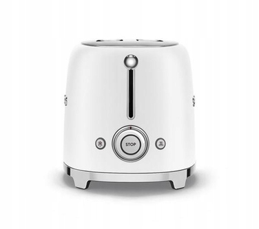 Тостер Smeg TSF01WHMEU, матовий білий, на 2 скибки, 950 Вт, з функцією розморожування