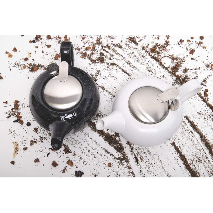 LONDON POTTERY Pebble Teapot with infuser for loose tea, stoneware, black, 4-Cup Teapot (1 Litre)